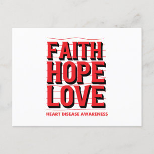 Carte Postale Faith Hope Love Sensibilisation aux maladies cardi