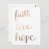 Carte postale Faith Love Hope Gold Foil (Devant / Derrière)