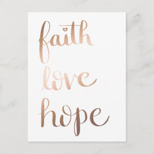 Carte postale Faith Love Hope Gold Foil