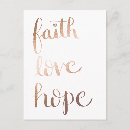 Carte postale Faith Love Hope Gold Foil (Devant)