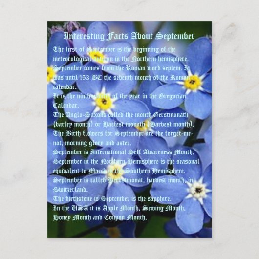 Carte Postale Faits Intéressants Sur Septembre (Devant)