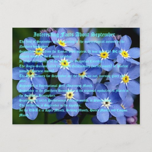 Carte Postale Faits Intéressants Sur Septembre (Devant)