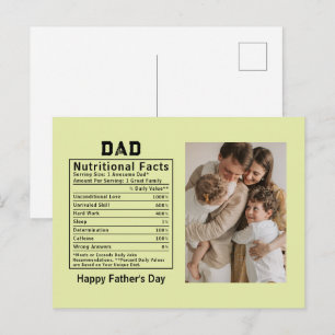 Carte Postale Faits nutritionnels personnalisés pour la fête des