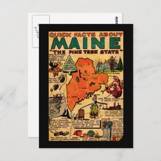Carte Postale Faits Rapides Sur Le Maine (Devant / Derrière)