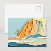 Carte Postale Falaises côtières tranquilles avec des vagues douc (Devant / Derrière)