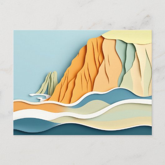 Carte Postale Falaises côtières tranquilles avec des vagues douc (Devant)