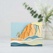 Carte Postale Falaises côtières tranquilles avec des vagues douc (Debout devant)