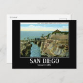Carte Postale Falaises de coucher de soleil, San Diego CA, Vinta (Devant / Derrière)