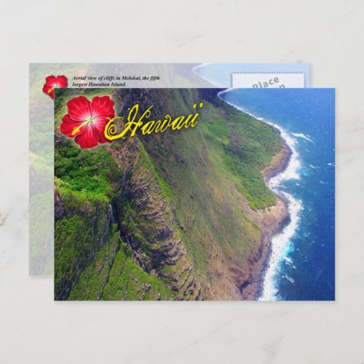 Carte Postale Falaises de mer à Molokai, Hawaii (Devant / Derrière)