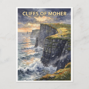 Carte Postale Falaises de Moher Irlande Vintage
