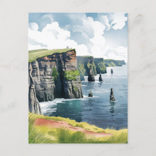 Carte Postale Falaises de Moher, peinture d'Irlande