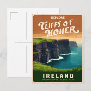 Carte Postale Falaises vintage de Moher, cadeaux de la nature ir