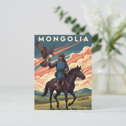 Carte Postale Falconer en Mongolie Voyage (Debout devant)