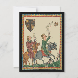 Carte Postale Falconry, Manesse de Codex du XIVe siècle