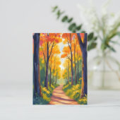 Carte Postale Fall Forest Path | Autumn Foliage Watercolor (Debout devant)