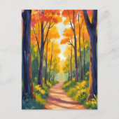 Carte Postale Fall Forest Path | Autumn Foliage Watercolor (Devant)