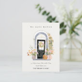 Carte Postale Fall Pumpkin Front Door Floral We have Moved Card (Debout devant)