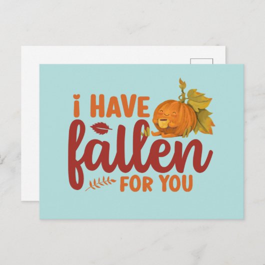 Carte Postale Fallen For You mignon Automne Drôle Saint Valentin (Devant / Derrière)