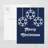 Carte postale Falling Snowflakes, Bleu foncé (Devant / Derrière)