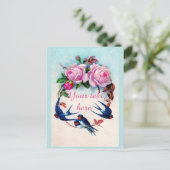 Carte Postale Falln Victorian Blue Birds et Rose (Debout devant)