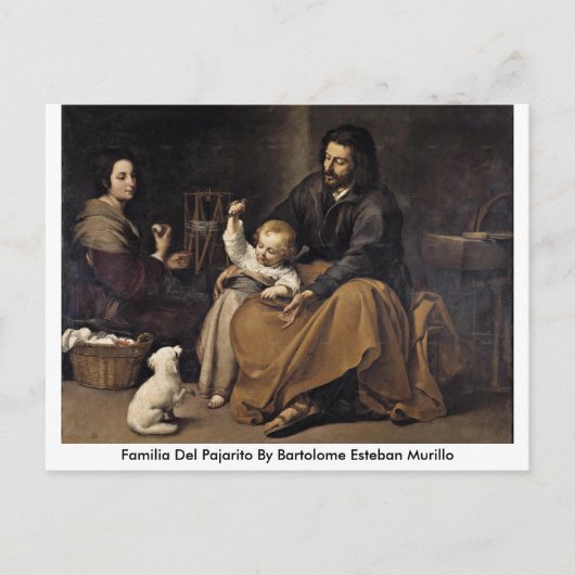 Carte Postale Familia Del Pajarito Par Bartolome Esteban Murillo (Devant)