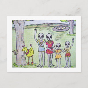 Carte Postale Famille d'Aliens qui abandonnent le bon oeil