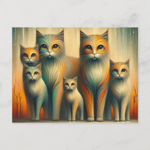 Carte Postale Famille de chats
