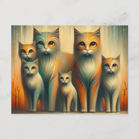 Carte Postale Famille de chats (Devant)