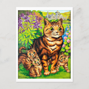 Carte Postale Famille de Chats dans un jardin, Louis Wain