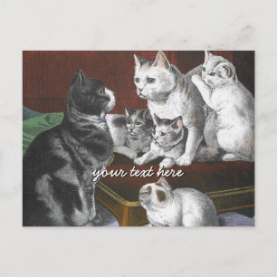 Carte Postale Famille de chats vintage