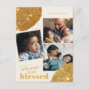 Carte Postale Famille de collage photo moderne Noël