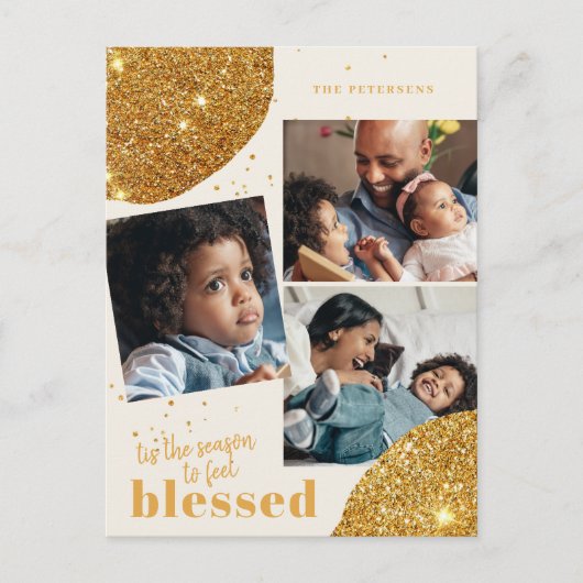 Carte Postale Famille de collage photo moderne Noël (Devant)