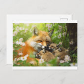 Carte Postale Famille de Fox dans la nature (Devant / Derrière)