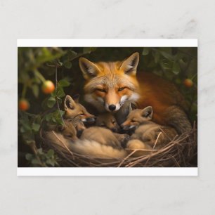 Carte Postale Famille de Fox dans la nature