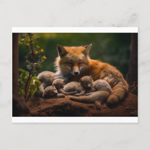 Carte Postale Famille de Fox dans la nature