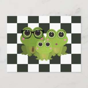 Carte Postale Famille de Grenouilles Mignonne – Maman Papa Bébé 