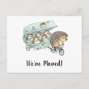 Carte Postale Famille de Hérisson mignon Nous avons déménagé