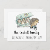 Carte Postale Famille de hérisson Whimsical personnalisable (Devant / Derrière)