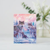 Carte Postale Famille De Loups Peinture (Debout devant)