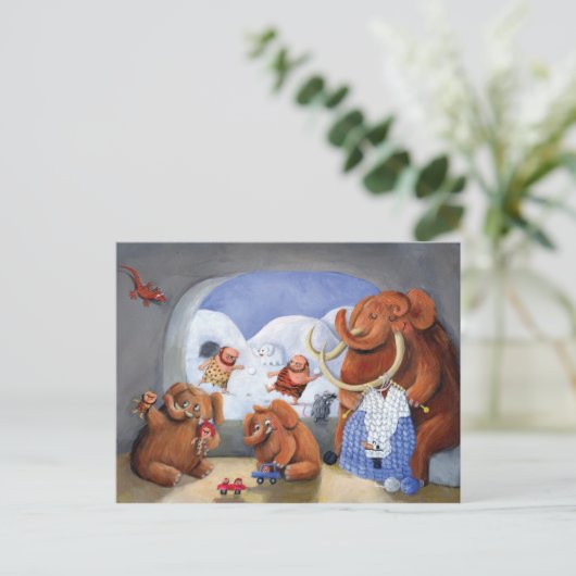 Carte Postale Famille de mammouth laineux en âge de glace (Debout devant)