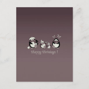 Carte Postale Famille de manchots
