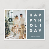 Carte Postale Famille de photos de Noël | Joyeuses vacances Bleu (Devant)