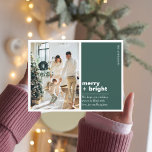 Carte Postale Famille de photos de Noël | Joyeux   Vert clair<br><div class="desc">Famille de photos de Noël | Joyeux   Vert clair</div>