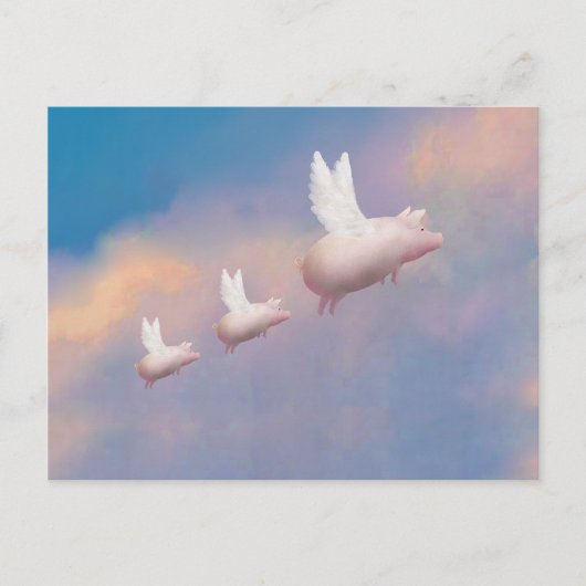 Carte Postale famille de porcs volants (Devant)