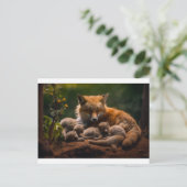 Carte Postale Famille de renards dans la nature (Debout devant)