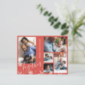 Carte Postale Famille de vacances d'hiver 5 photo collage flocon (Debout devant)