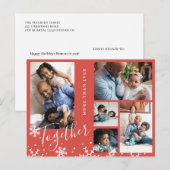 Carte Postale Famille de vacances d'hiver 5 photo collage flocon (Devant / Derrière)