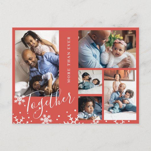 Carte Postale Famille de vacances d'hiver 5 photo collage flocon (Devant)