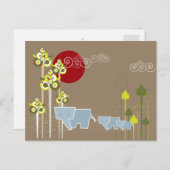 Carte Postale Famille d'éléphants mignons Whimsical dans les arb (Devant / Derrière)