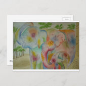 Carte Postale Famille des éléphants (Devant / Derrière)